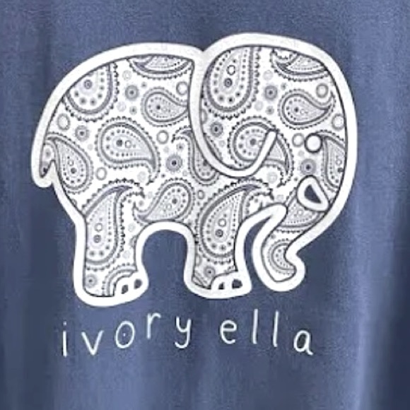 IVORY ELLA 🐘 BLUE & WHITE LONG SLEEVE 100% COTTON ELEPHANT TSHIRT Womens XXL-2X - Picture 3 of 7